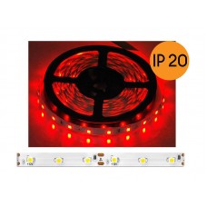 LED juosta 12V 4.8W/m SMD2835 nehermetiška IP20 raudona (red) 1m